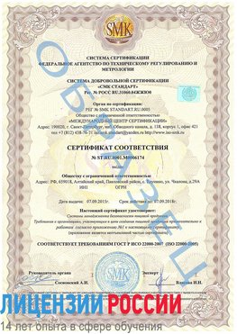 Образец сертификата соответствия Ейск Сертификат ISO 22000